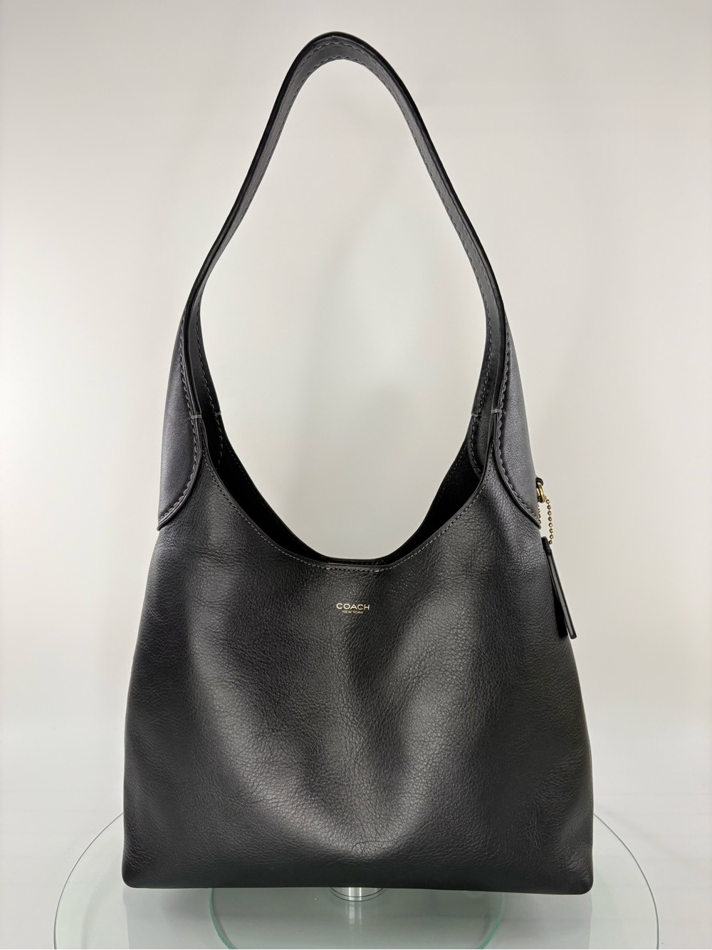 Coach Brooklyn Shoulder Bag 28 Black Pebbled Leather Hobo Handbag